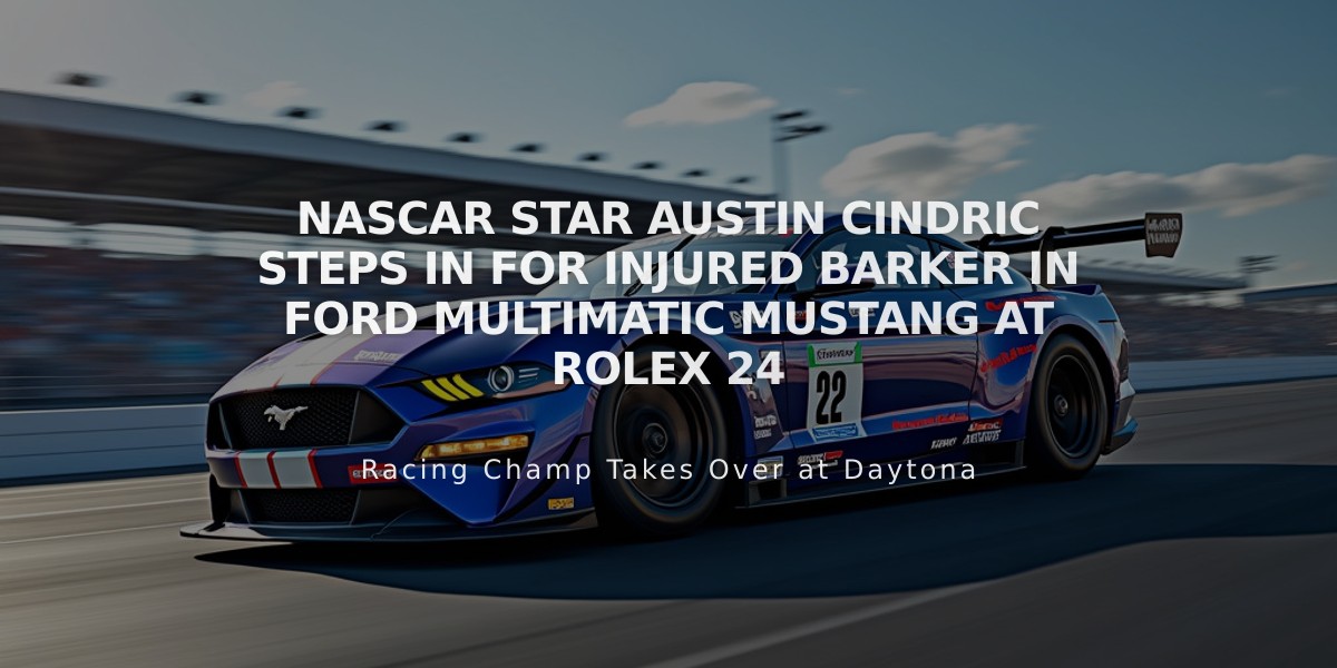 NASCAR Star Austin Cindric Steps In for Injured Barker in Ford Multimatic Mustang at Rolex 24