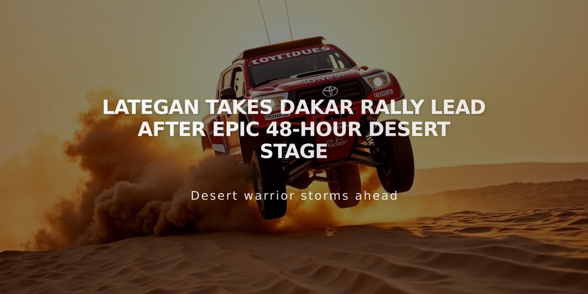 Lategan Takes Dakar Rally Lead After Epic 48-Hour Desert Stage