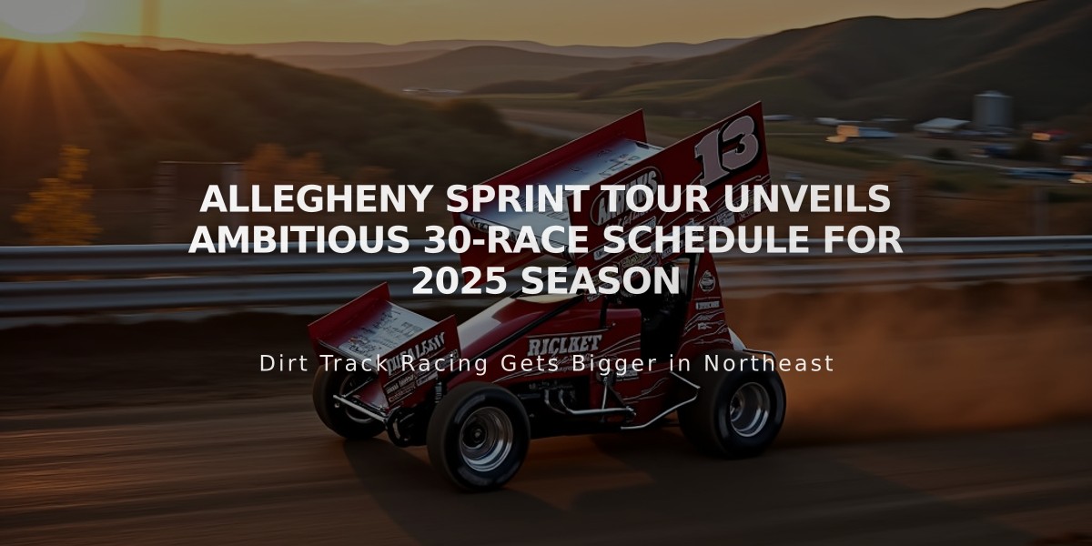 Allegheny Sprint Tour Unveils Ambitious 30-Race Schedule for 2025 Season