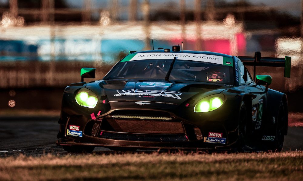 Black race car during testing session