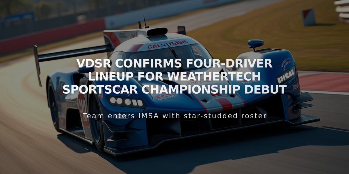 VDSR confirms four-driver lineup for WeatherTech SportsCar Championship debut