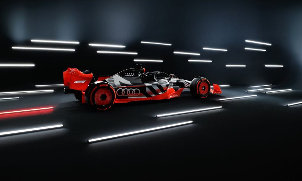 Red and black Formula One car