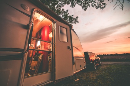 White motorhome parked outdoors