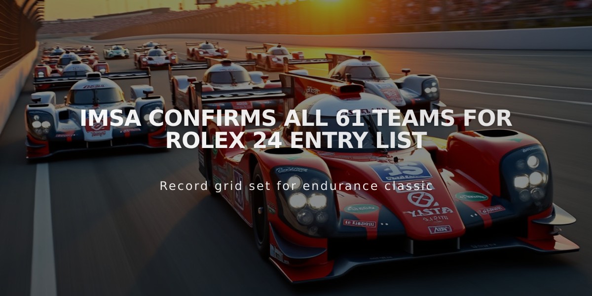 IMSA Confirms All 61 Teams for Rolex 24 Entry List