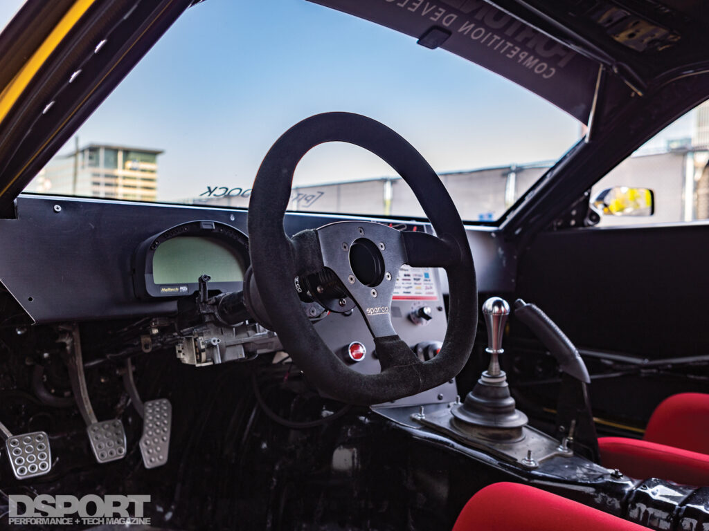 Interior view of RX7 race car