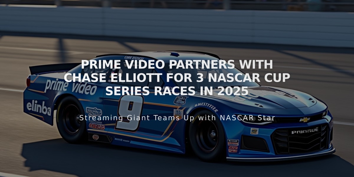 Prime Video Partners with Chase Elliott for 3 NASCAR Cup Series Races in 2025