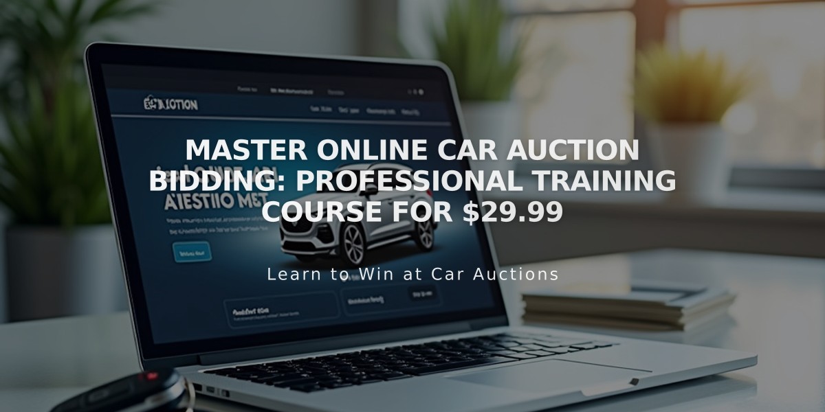 Master Online Car Auction Bidding: Professional Training Course for $29.99