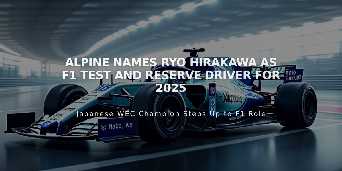 Alpine Names Ryo Hirakawa as F1 Test and Reserve Driver for 2025