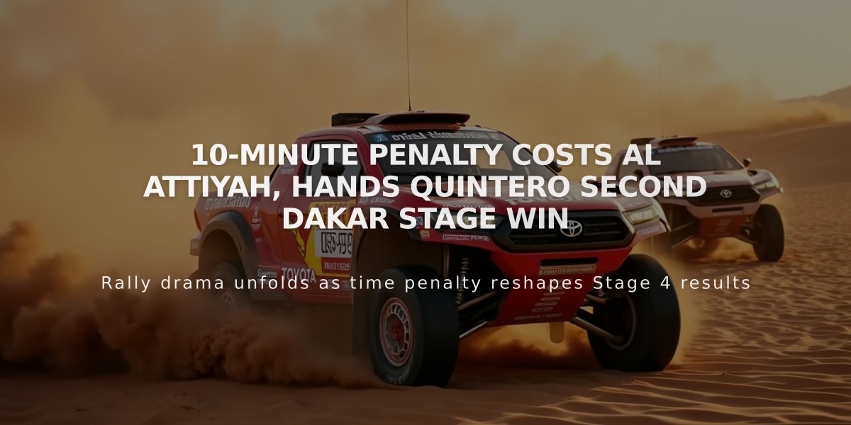 10-Minute Penalty Costs Al Attiyah, Hands Quintero Second Dakar Stage Win