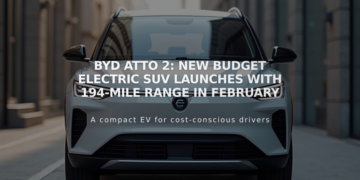 BYD Atto 2: New Budget Electric SUV Launches with 194-Mile Range in February