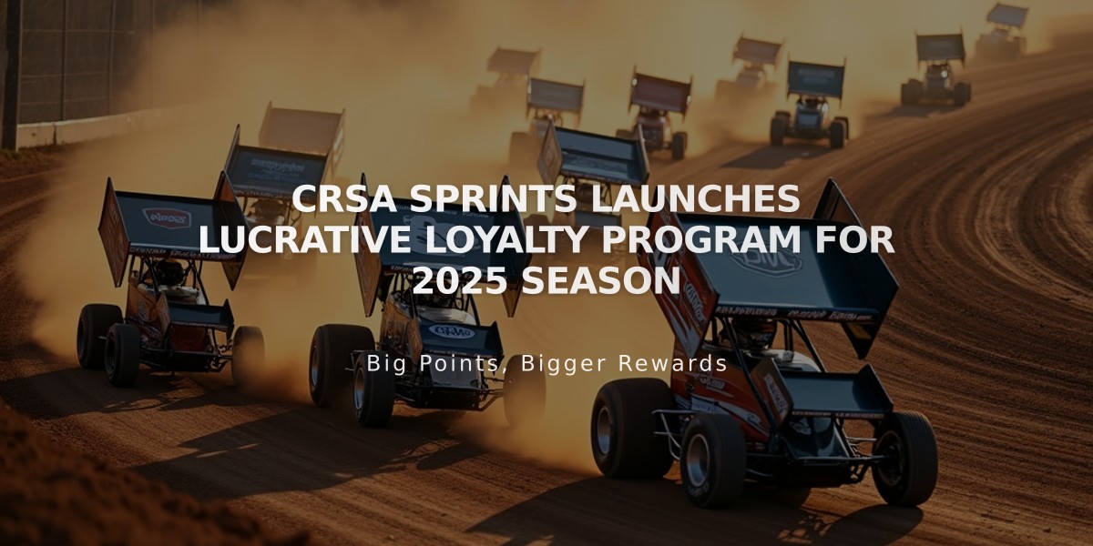 CRSA Sprints Launches Lucrative Loyalty Program for 2025 Season