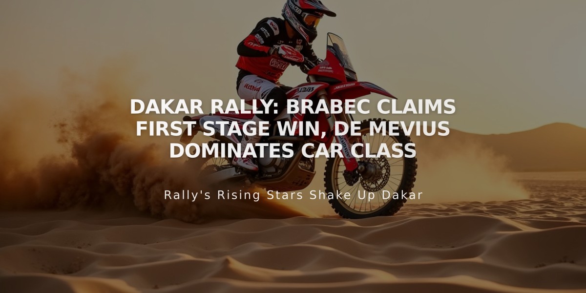 Dakar Rally: Brabec Claims First Stage Win, De Mevius Dominates Car Class