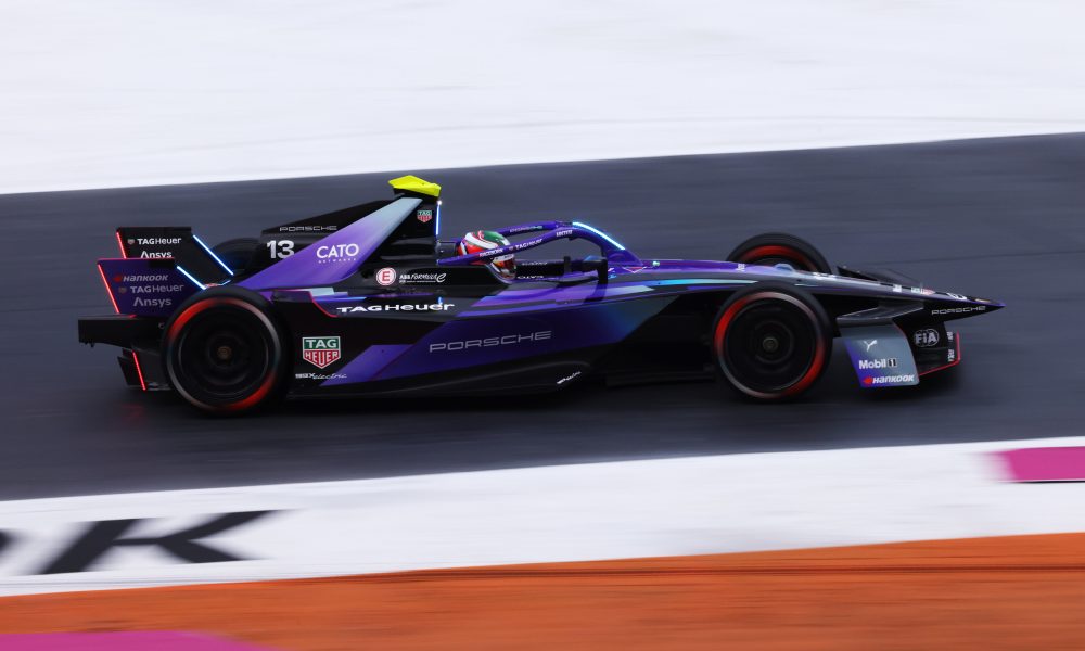 Formula E race car in action