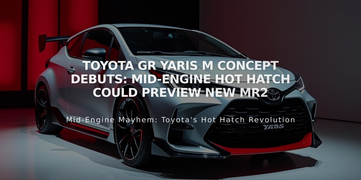 Toyota GR Yaris M Concept Debuts: Mid-Engine Hot Hatch Could Preview New MR2