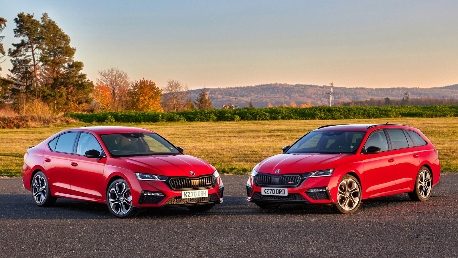 Red Skoda Octavia vRS on grass