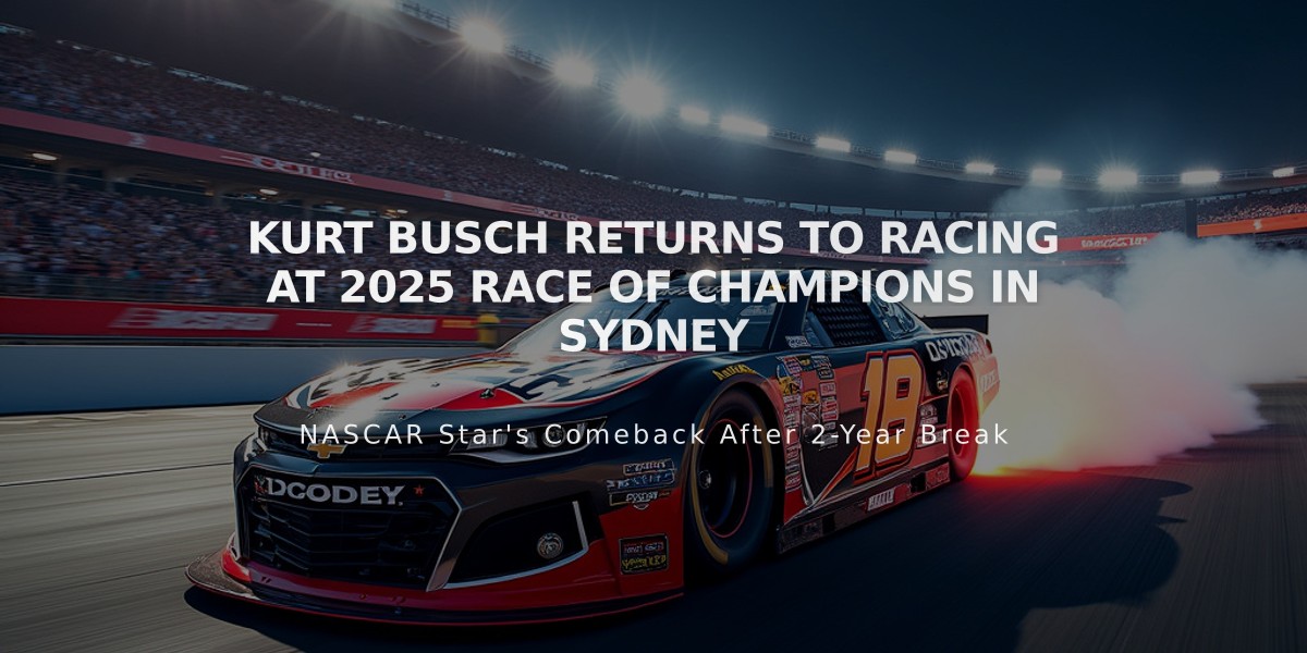 Kurt Busch Returns to Racing at 2025 Race of Champions in Sydney