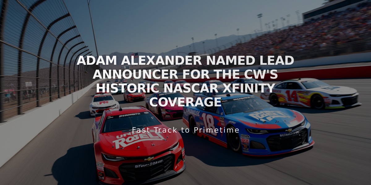 Adam Alexander Named Lead Announcer for The CW's Historic NASCAR Xfinity Coverage