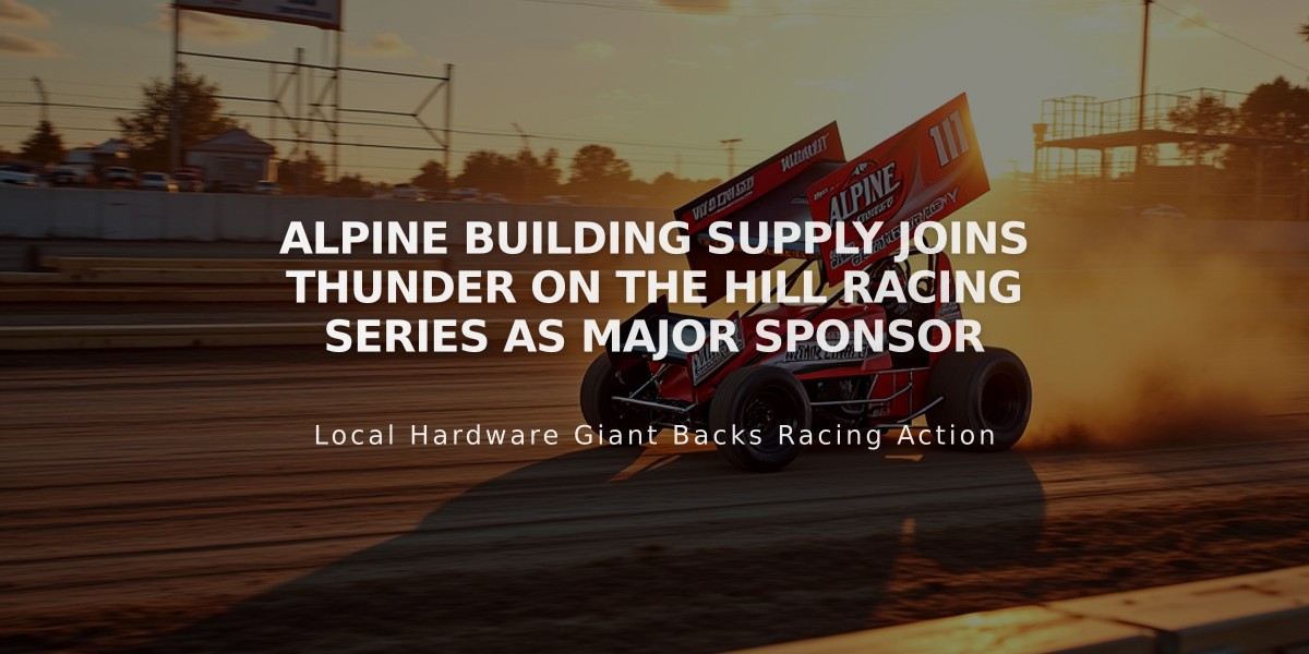 Alpine Building Supply Joins Thunder on the Hill Racing Series as Major Sponsor