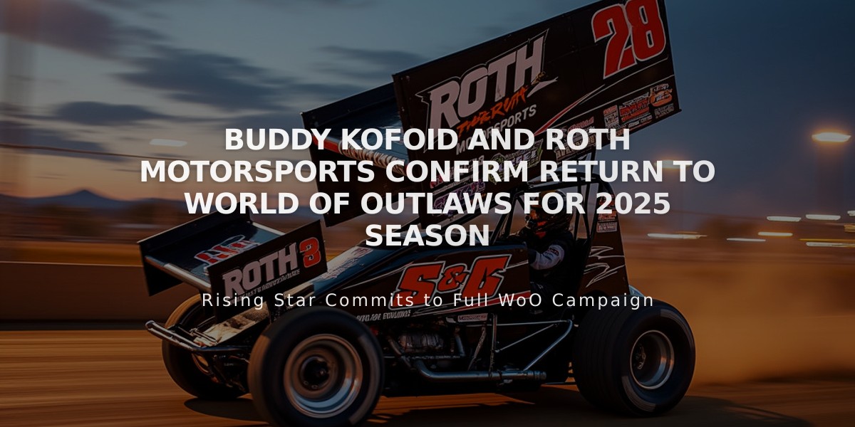 Buddy Kofoid and Roth Motorsports Confirm Return to World of Outlaws for 2025 Season