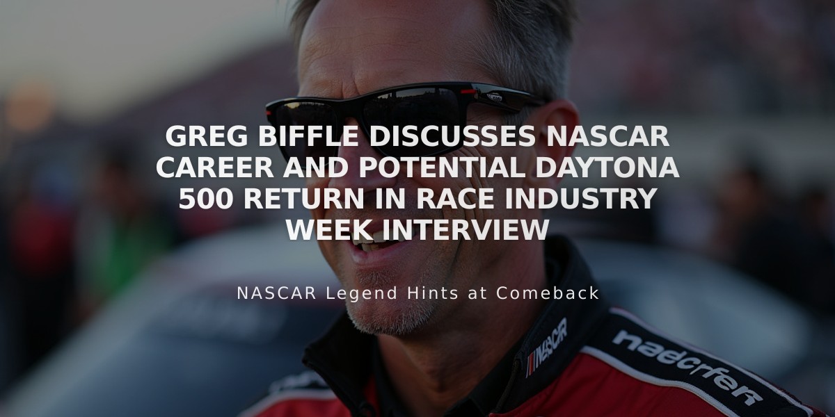 Greg Biffle Discusses NASCAR Career and Potential Daytona 500 Return in Race Industry Week Interview