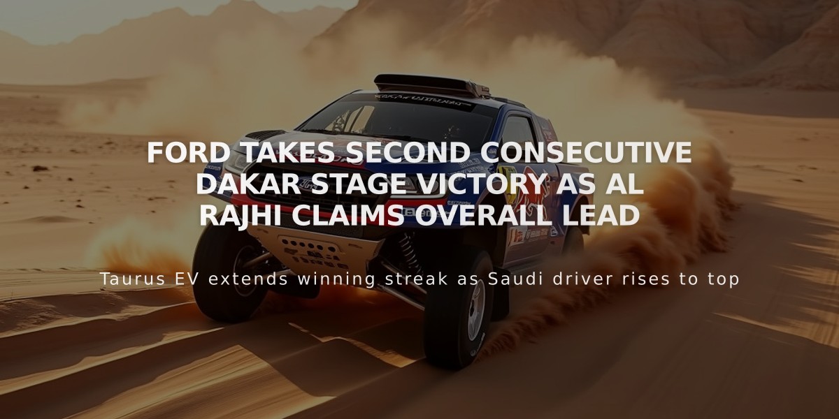 Ford Takes Second Consecutive Dakar Stage Victory as Al Rajhi Claims Overall Lead