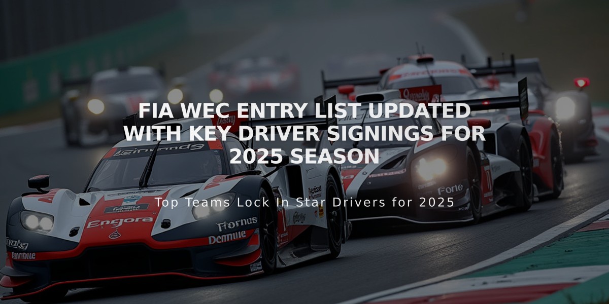 FIA WEC Entry List Updated with Key Driver Signings for 2025 Season