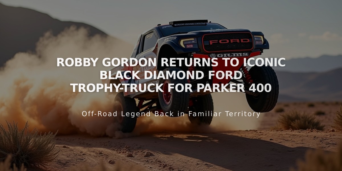 Robby Gordon Returns to Iconic Black Diamond Ford Trophy-Truck for Parker 400