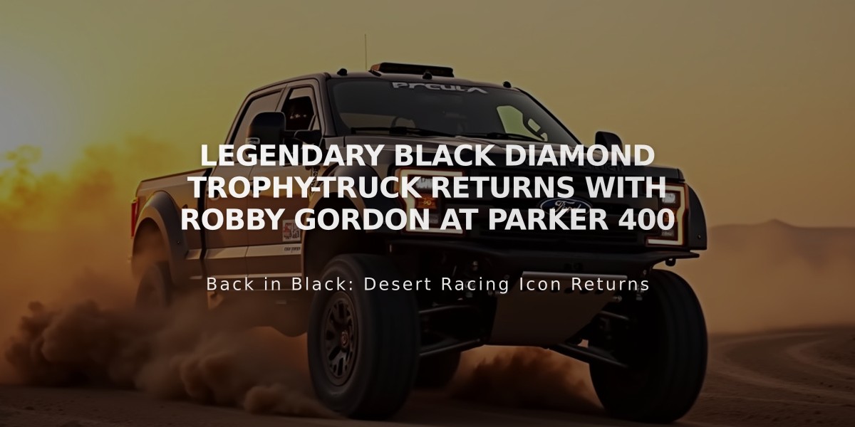 Legendary Black Diamond Trophy-Truck Returns with Robby Gordon at Parker 400