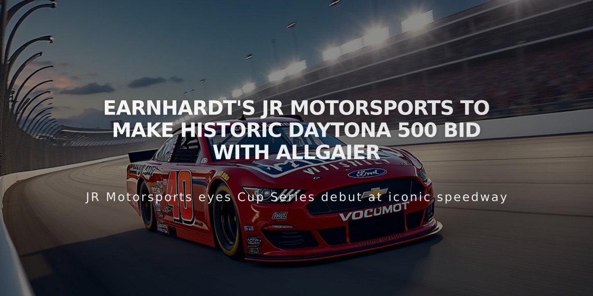 Earnhardt's JR Motorsports to Make Historic Daytona 500 Bid with Allgaier