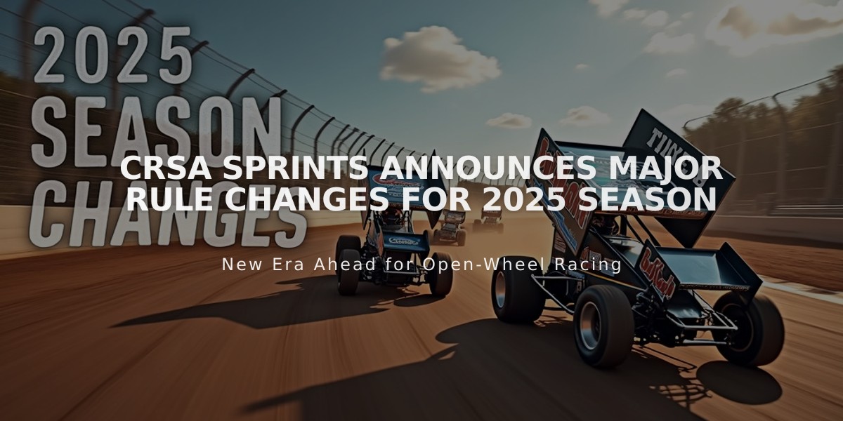 CRSA Sprints Announces Major Rule Changes for 2025 Season