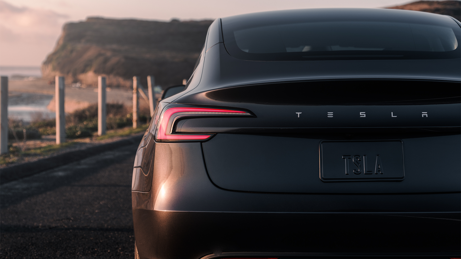 Rear lights of Tesla Model 3