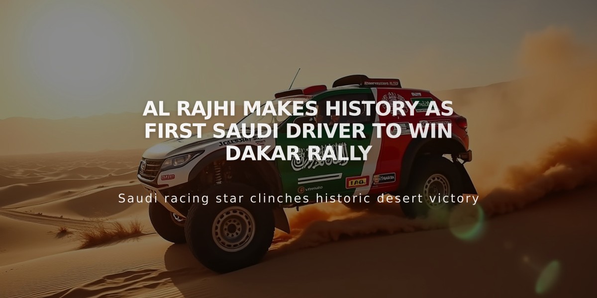 Al Rajhi Makes History as First Saudi Driver to Win Dakar Rally