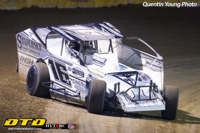 Dirt track race car on track