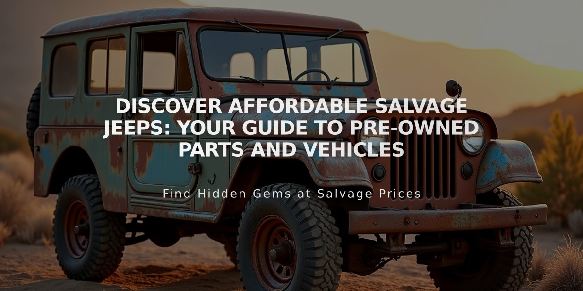 Discover Affordable Salvage Jeeps: Your Guide to Pre-Owned Parts and Vehicles