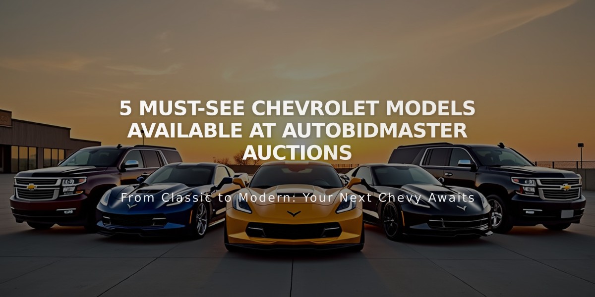 5 Must-See Chevrolet Models Available at AutoBidMaster Auctions