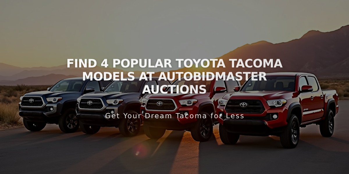 Find 4 Popular Toyota Tacoma Models at AutoBidMaster Auctions