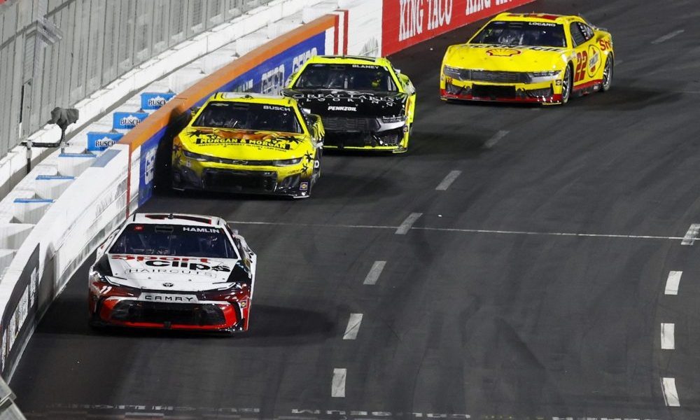 NASCAR cars racing at Daytona