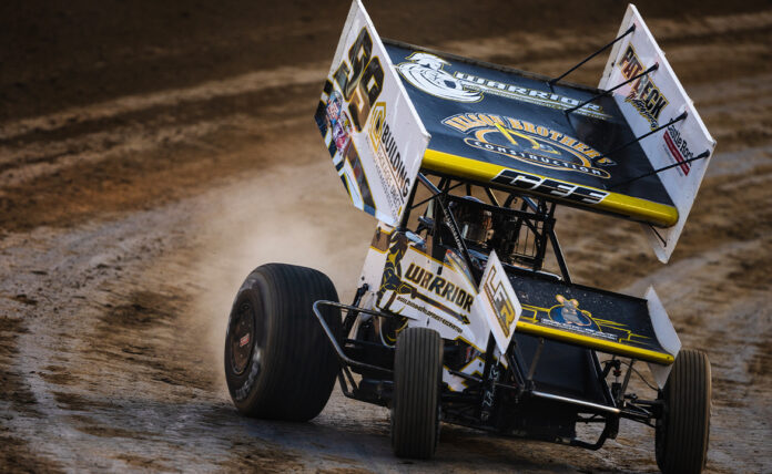 Sprint car races on dirt track