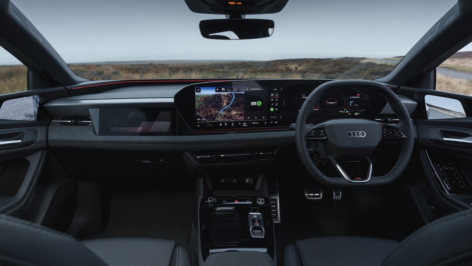 Audi A6 e-tron dashboard and wheel