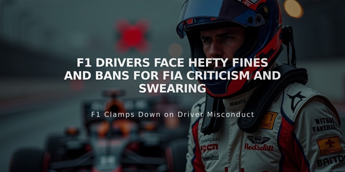 F1 Drivers Face Hefty Fines and Bans for FIA Criticism and Swearing