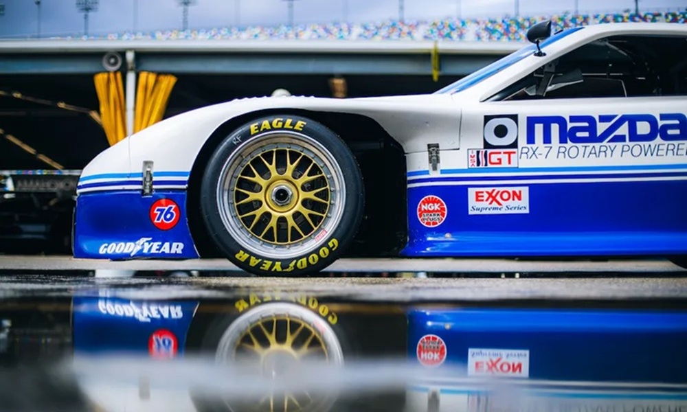 Mazda racecar in wet conditions