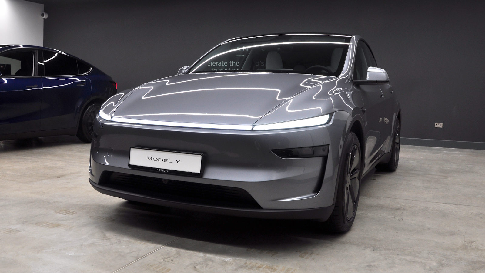 White Tesla Model Y front view