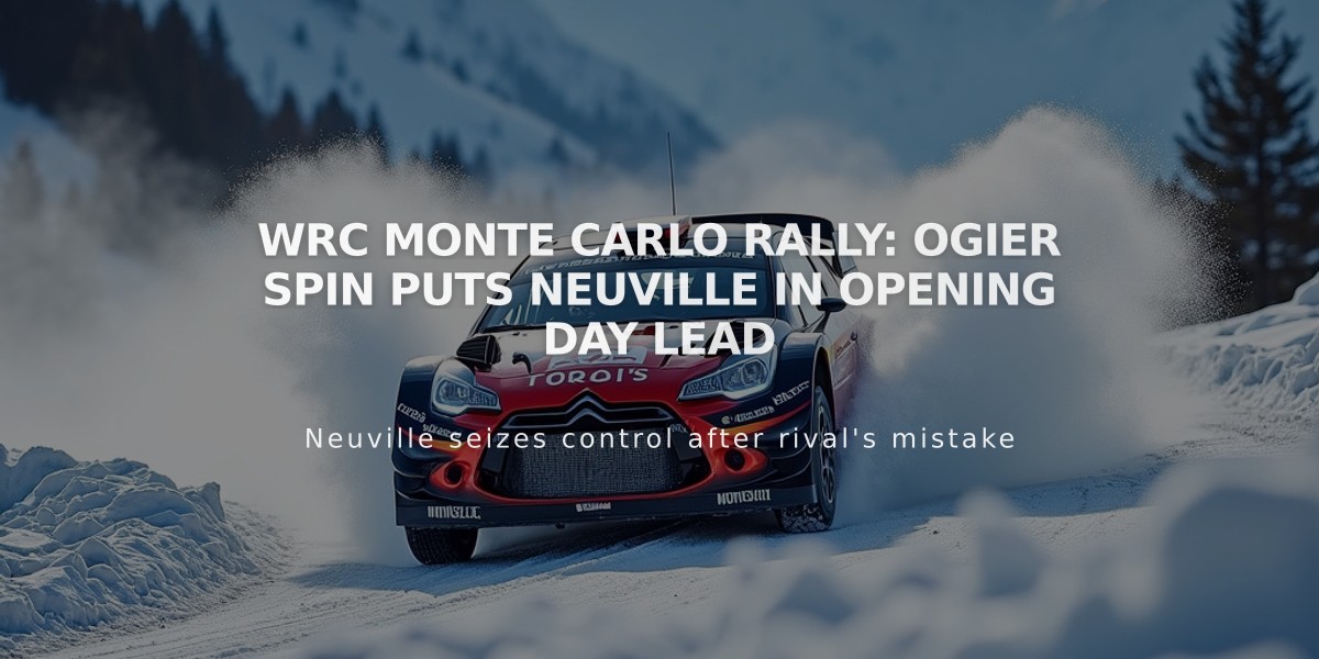 WRC Monte Carlo Rally: Ogier Spin Puts Neuville in Opening Day Lead