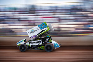 Sprint car racing dirt track action