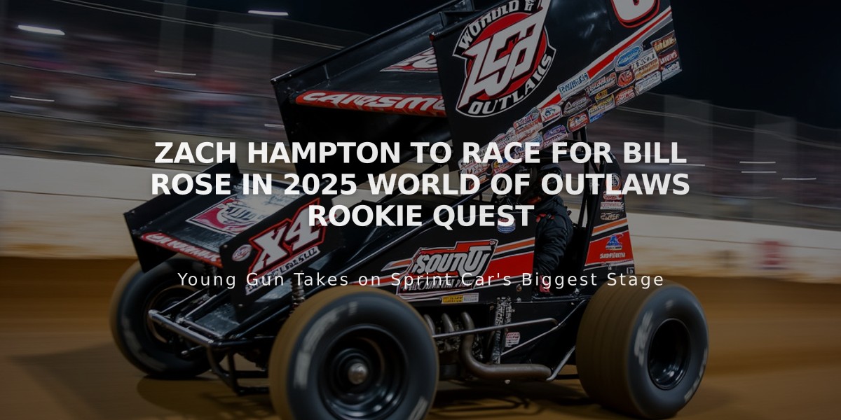 Zach Hampton to Race for Bill Rose in 2025 World of Outlaws Rookie Quest