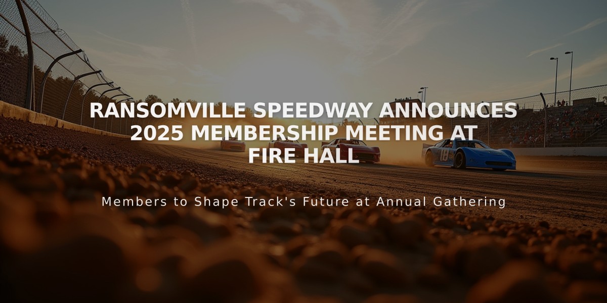 Ransomville Speedway Announces 2025 Membership Meeting at Fire Hall