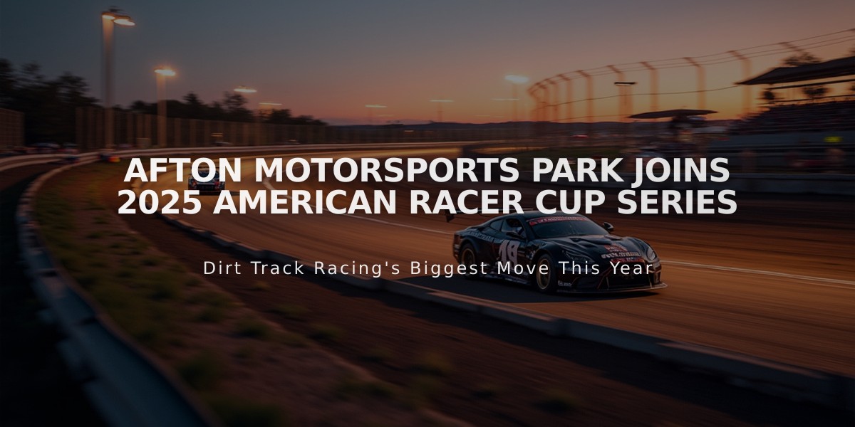 Afton Motorsports Park Joins 2025 American Racer Cup Series