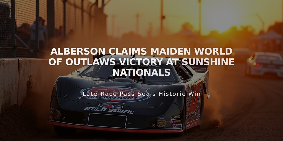 Alberson Claims Maiden World of Outlaws Victory at Sunshine Nationals