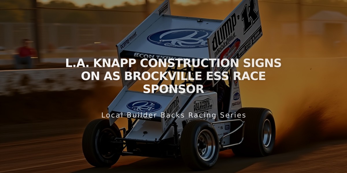 L.A. Knapp Construction Signs On as Brockville ESS Race Sponsor