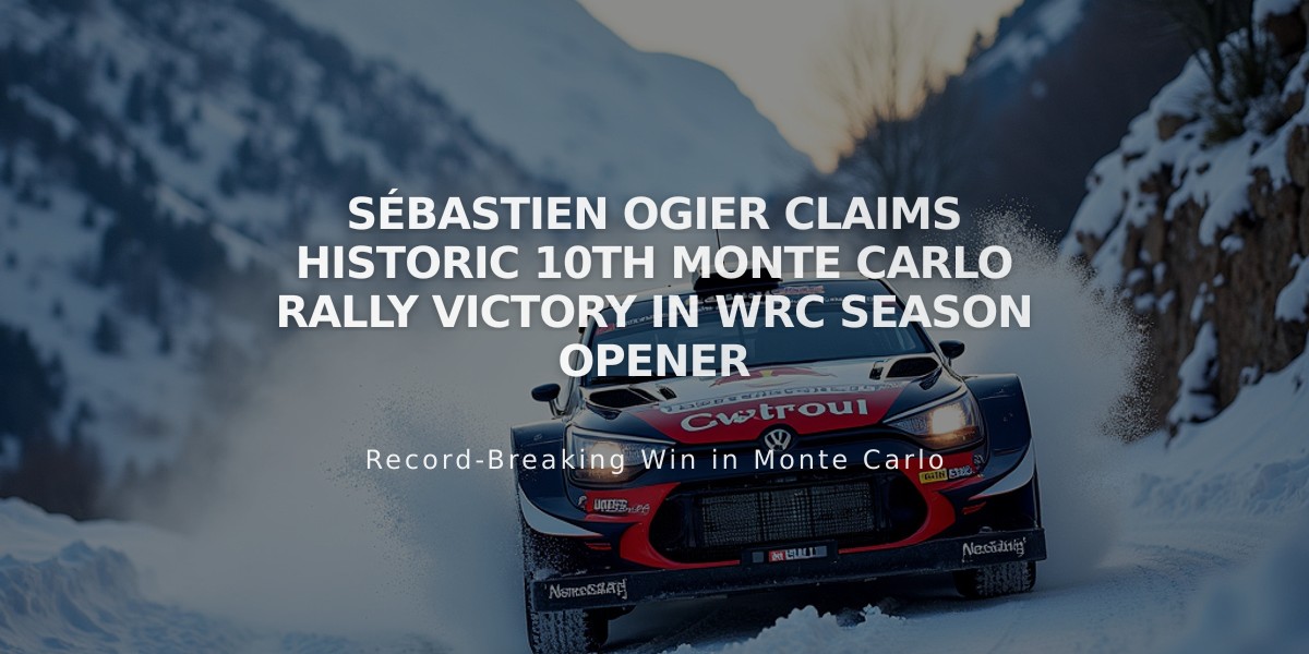 Sébastien Ogier Claims Historic 10th Monte Carlo Rally Victory in WRC Season Opener